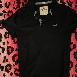 Y2K Hollister Men's Black Polo Shirt